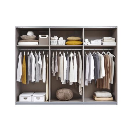 Armoire Boston 271 cm en décor blanc neige et chêne Artisan avec 2 portes coulissantes