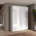Armoire 180 cm KLAUS en blanc brillant avec 2 portes coulissantes 