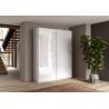 Armoire 180 cm KLAUS en blanc brillant avec 2 portes coulissantes 