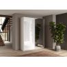 Armoire 180 cm KLAUS en blanc brillant avec 2 portes coulissantes dont 1 porte miroir 