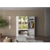 Armoire 180 cm KLAUS en blanc brillant avec 2 portes coulissantes dont 1 porte miroir 