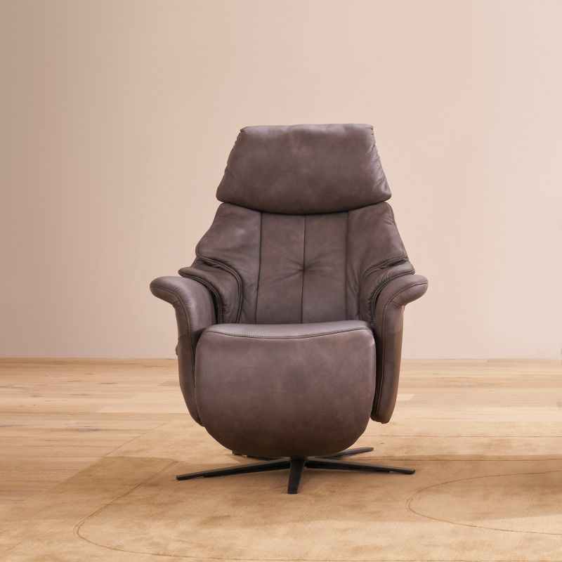 Fauteuil relax manuel en cuir 27 Dbraun EASYSWING 7417 de la marque HIMOLLA