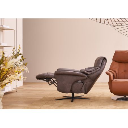 Fauteuil relax électrique 1 moteur EASYSWING 7417 en cuir 27 Dbraun de la marque HIMOLLA