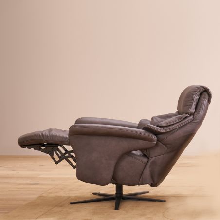 Fauteuil relax électrique 2 moteurs avec lift releveur EASYSWING 7417 en cuir 27 Dbraun de la marque HIMOLLA