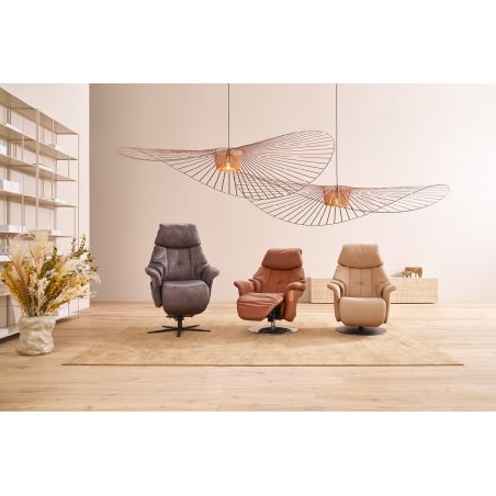 Fauteuil relax électrique 2 moteurs avec lift releveur EASYSWING 7417 en cuir 27 Dbraun de la marque HIMOLLA