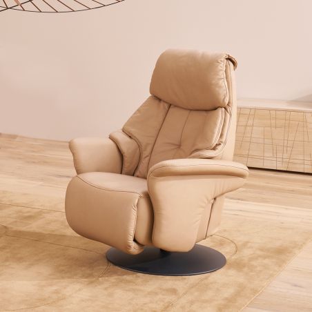 Fauteuil relax électrique 2 moteurs avec lift EASYSWING 7417 en cuir 22 Pale de la marque HIMOLLA