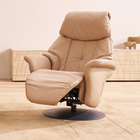 Fauteuil relax électrique 2 moteurs avec lift EASYSWING 7417 en cuir 22 Pale de la marque HIMOLLA