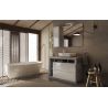 Miroir 110 cm BURGA BETON avec colonne en blanc brillant et décor béton