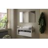 Miroir 110 cm BURGA BETON avec colonne en blanc brillant et décor béton