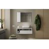 Meuble suspendu avec vasque BURGA BETON 110 cm en blanc brillant et décor béton