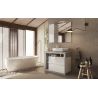 Miroir 92 cm BURGA BETON avec colonne en blanc brillant et décor béton