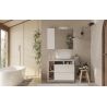 Miroir 92 cm BURGA BETON avec colonne en blanc brillant et décor béton
