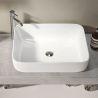 Meuble suspendu avec vasque BURGA BETON 92 cm en blanc brillant et décor béton