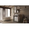 Meuble vasque BURGA BETON 78 cm en blanc brillant et décor béton