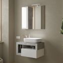 Meuble suspendu avec vasque BURGA BETON 78 cm en blanc brillant et décor béton