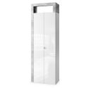 Colonne 2 portesBURGA BETON hauteur 188 cm pour salle de bain en blanc brillant et décor béton
