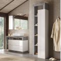 Colonne 1 porte BURGA BETON hauteur 189 cm pour salle de bain en blanc brillant et décor béton