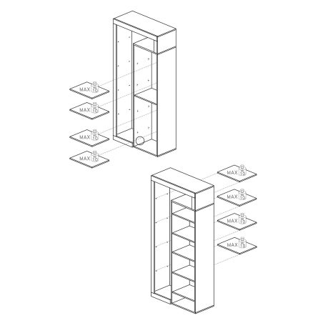 Colonne 1 porte BURGA BETON hauteur 189 cm pour salle de bain en blanc brillant et décor béton