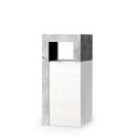 Commode 1 porte BURGA pour salle de bain en blanc brillant et décor béton