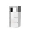 Commode 3 tiroirs BURGA BETON pour salle de bain en blanc brillant et décor béton