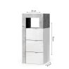 Commode 3 tiroirs BURGA BETON pour salle de bain en blanc brillant et décor béton