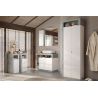 Commode 3 tiroirs BURGA BETON pour salle de bain en blanc brillant et décor béton