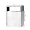 Commode 2 portes BURGA BETON pour salle de bain en blanc brillant et décor béton