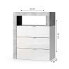 Commode 3 tiroirs BURGA BETON 64 cm pour salle de bain en blanc brillant et décor béton