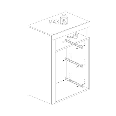 Commode 3 tiroirs BURGA BETON 64 cm pour salle de bain en blanc brillant et décor béton