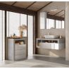 Commode 3 tiroirs BURGA BETON 64 cm pour salle de bain en blanc brillant et décor béton