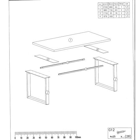 Table 210 cm GABRIEL LIGHT en décor chêne clair