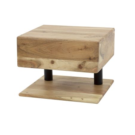 Chevet SHELBY en bois d'acacia avec 1 tiroir et 1 niche