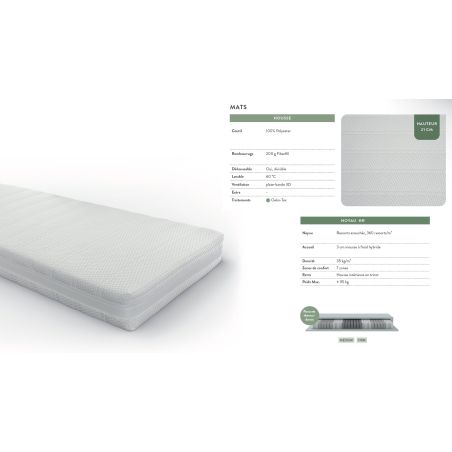 Lit Boxspring fixe FJORD en tissu Wind avec tête de lit Oskar 110 cm