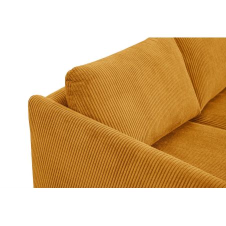 Canapé d'angle fixe JOSHUA en tissu velours côtelé jaune