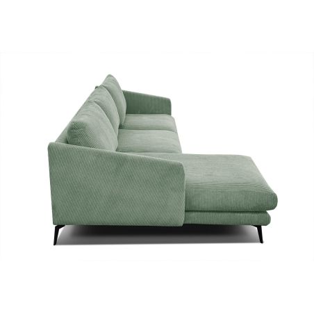 Canapé d'angle fixe JOSHUA en tissu velours côtelé vert pistache