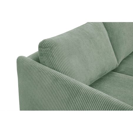 Canapé d'angle fixe JOSHUA en tissu velours côtelé vert pistache