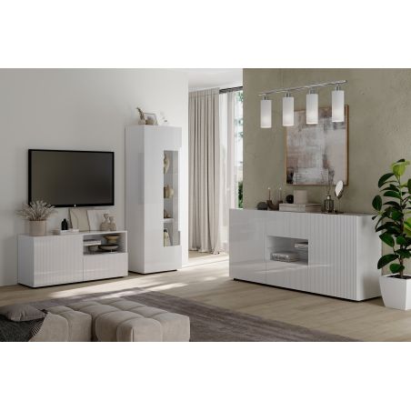 Buffet 181 cm JANEIRO BLANC avec 2 portes et 2 tiroirs