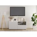 Meuble TV 120 cm JANEIRO BLANC avec 1 porte 1 tiroir et 2 niches