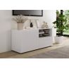 Meuble TV 120 cm JANEIRO BLANC avec 1 porte 1 tiroir et 2 niches
