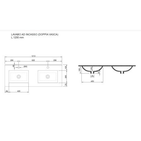 Meublesuspendu avec double vasque VENUS CHENE 120 cm en décor chêne mercure
