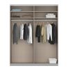 Armoire 181 cm DRAKAR avec 2 portes coulissantes en décor gris métal et chêne Artisan