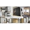 Armoire 181 cm DRAKAR avec 2 portes coulissantes en décor gris métal et chêne Artisan