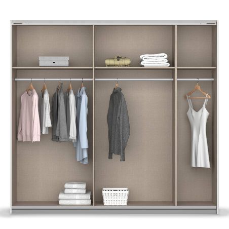 copy ofArmoire 181 cm DRAKAR avec 2 portes coulissantes en décor gris métal et chêne Artisan