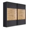 copy ofArmoire 181 cm DRAKAR avec 2 portes coulissantes en décor gris métal et chêne Artisan