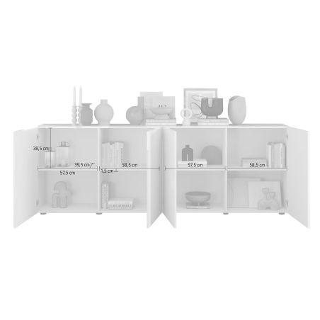 Buffet 241 cm JANEIRO CACHEMIRE avec 4 portes
