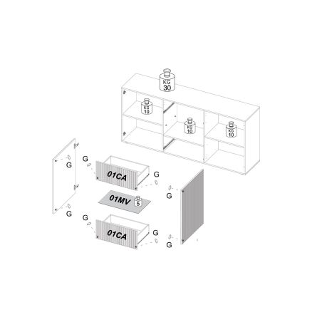 Buffet 181 cm JANEIRO CACHEMIRE avec 2 portes et 2 tiroirs