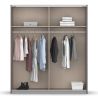 Armoire 181 cm DRAKAR avec 2 portes coulissantes en décor blanc mat et chêne Artisan