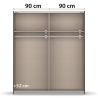 Armoire 181 cm DRAKAR avec 2 portes coulissantes en décor blanc mat et chêne Artisan