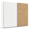 Armoire 271 cm DRAKAR avec 2 portes coulissantes en décor blanc mat et chêne Artisan