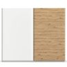 Armoire 271 cm DRAKAR avec 2 portes coulissantes en décor blanc mat et chêne Artisan